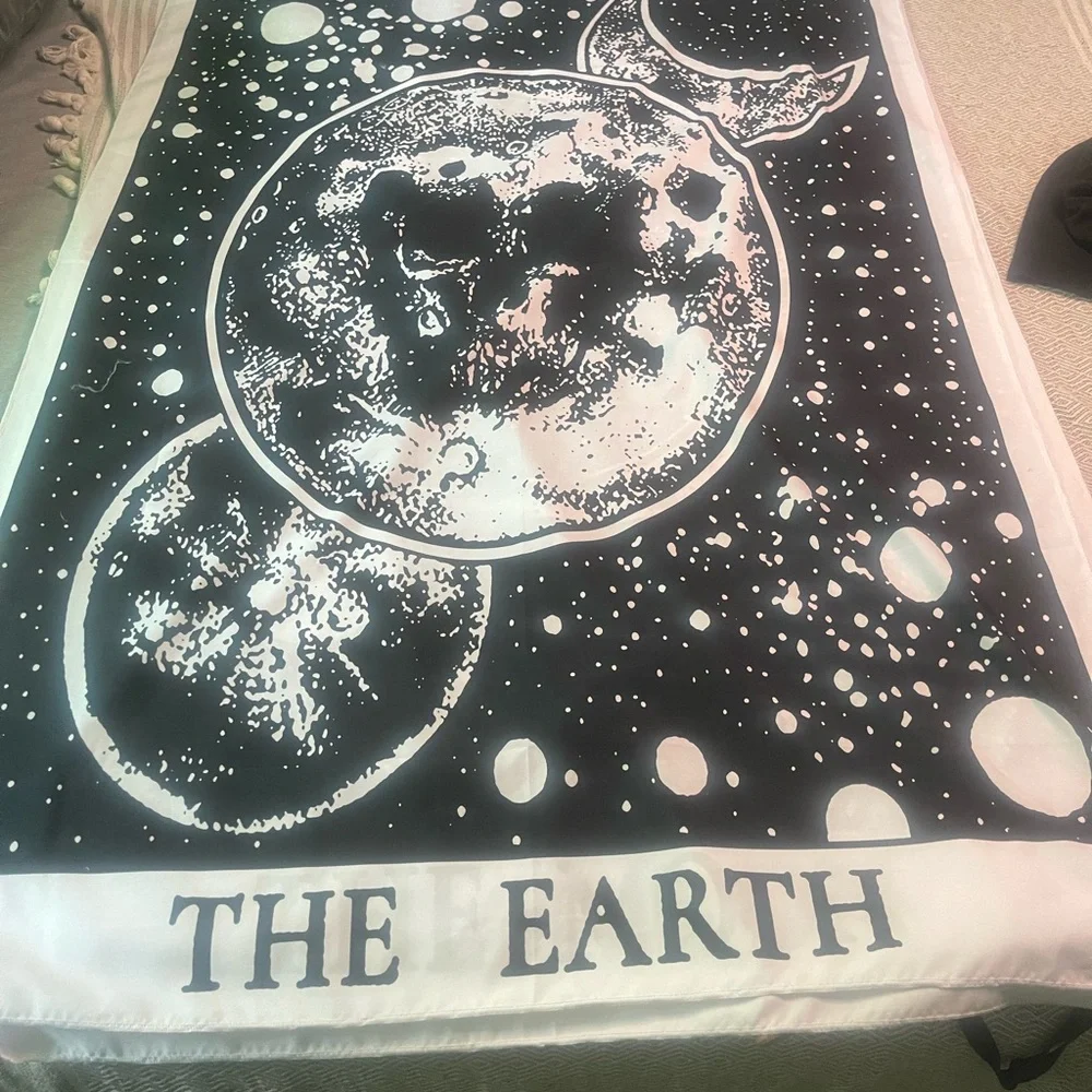 Pair of moon and earth wall hanging tapestries